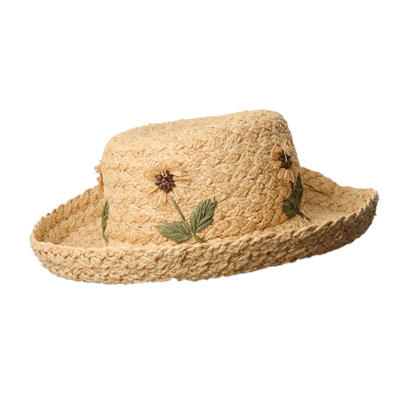 GAP Tan Straw Hat with Floral Accents - Picture 1 of 8
